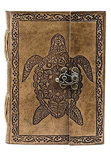 OVERDOSE Handgemachtes Leder Journal TORTOISE Journal Notebook Reisetagebuch Schreib journal Organizer planer Tagebuch notizbuch a6 Size 5 x 7 inches | 12x17 cm von OVERDOSE