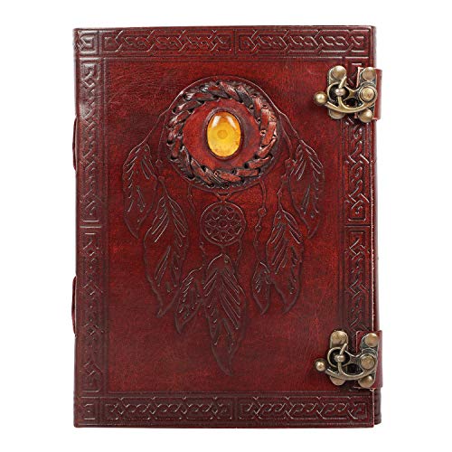 OVERDOSE Pankh with Stone Journal Notebook Handgemachtes Leder Journal Reisetagebuch Schreib journal Organizer planer Tagebuch Size Size 6x8 inches | 15x20 cm von OVERDOSE