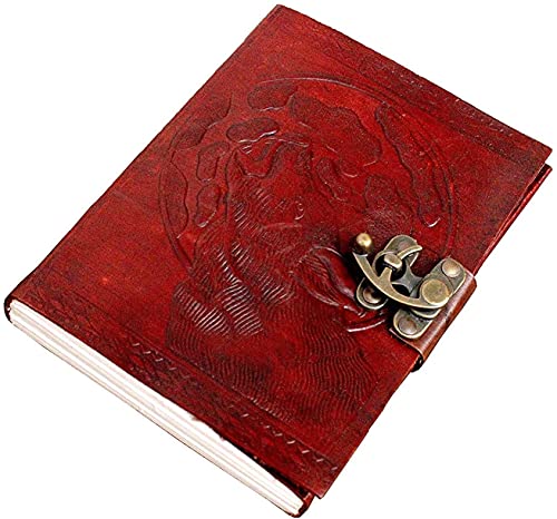 OVERDOSE Wolf Journal Notebook Handgemachtes Leder Journal Reisetagebuch Schreib journal Organizer planer Tagebuch Size 5x7 inches | 12x17 cm von OVERDOSE