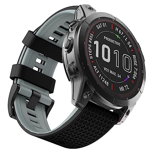 OVERSTEP Kompatibel für Garmin Fenix 5X Armband, 26mm breites weiches Silikon Ersatzarmband für Garmin Fenix 5X/Fenix 5X Plus/Fenix 6X/Fenix 6X Pro/Fenix 7X/Fenix 3/HR/Descent MK1 von OVERSTEP