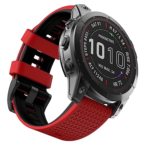 OVERSTEP Kompatibel für Garmin Fenix 5X Armband, 26mm breites weiches Silikon Ersatzarmband für Garmin Fenix 5X/Fenix 5X Plus/Fenix 6X/Fenix 6X Pro/Fenix 7X/Fenix 3/HR/Descent MK1 von OVERSTEP