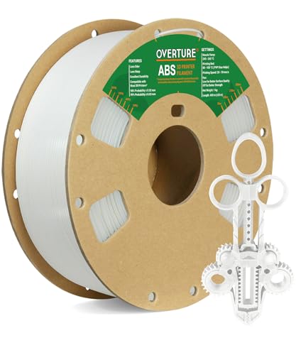 OVERTURE ABS Filament 1,75 mm, 1 kg Spule (2,2 lbs), Maßgenauigkeit +/- 0,05 mm (Weiß) von OVERTURE