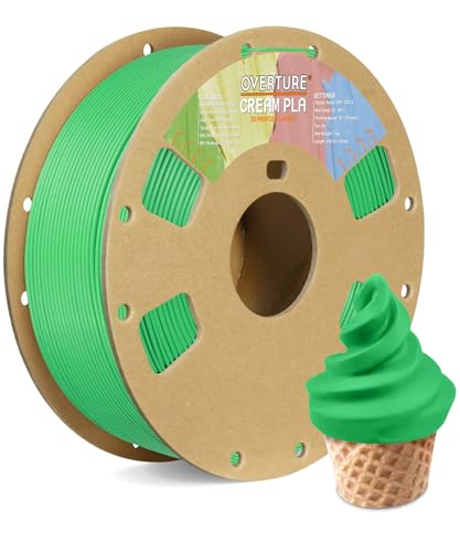 OVERTURE Creme PLA Filament, Pappspule, Premium PLA 1kg (2.2lbs), Maßgenauigkeit 99% Wahrscheinlichkeit +/- 0.03mm, Fit die meisten FDM Drucker (Cremegrün) von OVERTURE