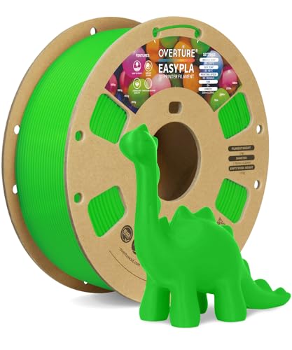 OVERTURE Easy PLA 1.75 mm 3D Druckerfilament, 1kg (2.2 lbs), Verstärkt Zähigkeit PLA, Maßgenauigkeit +/- 0,02 mm (Easy Grün) von OVERTURE