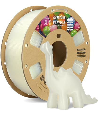 OVERTURE Easy PLA 1.75 mm 3D Druckerfilament, 1kg (2.2 lbs), Verstärkt Zähigkeit PLA, Maßgenauigkeit +/- 0,02 mm (Easy Natürlich) von OVERTURE