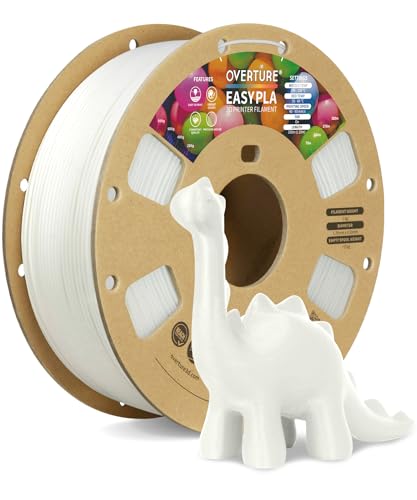 OVERTURE Easy PLA 1.75 mm 3D Druckerfilament, 1kg (2.2 lbs), Verstärkt Zähigkeit PLA, Maßgenauigkeit +/- 0,02 mm (Easy Weiß) von OVERTURE