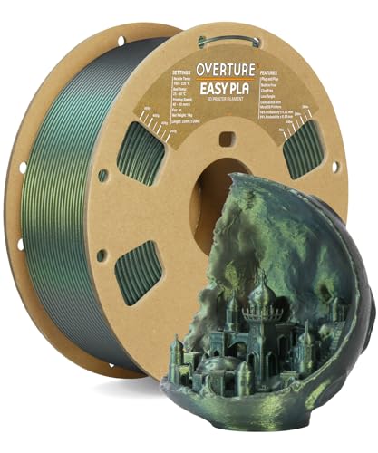 OVERTURE Luminous EASY PLA Filament 1.75 mm, Glow EASY PLA 3D Drucker Filament 1 kg (2.2 lb), Maßgenauigkeit +/- 0.03 mm, Kompatibel mit den meisten FDM-Druckern (Shimmer Silver Green)… von OVERTURE