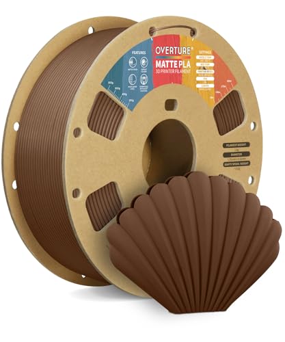 OVERTURE Matte PLA Filament Aufgerüstet 1.75 mm, 1 kg (2.2 lbs) Spule, Maßgenauigkeit +/- 0.02mm Filament für 3D Drucker (Schokolade) von OVERTURE