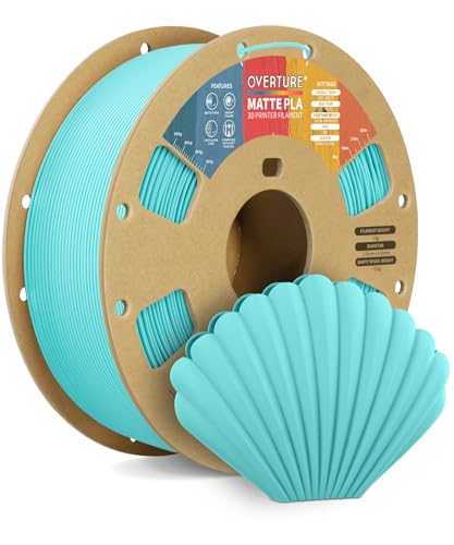 OVERTURE Matte PLA Filament 1.75mm, Matte PLA Rolle 1kg Spule (2.2lbs), Maßgenauigkeit +/- 0.02mm, für 3D Drucker (Türkis) von OVERTURE