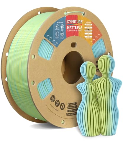 OVERTURE Matte PLA Filament 1.75mm, Matte PLA Rolle 1kg Spule (2.2lbs), Maßgenauigkeit +/- 0.02 mm, für 3D Drucker (Hellblau-Gelb) von OVERTURE
