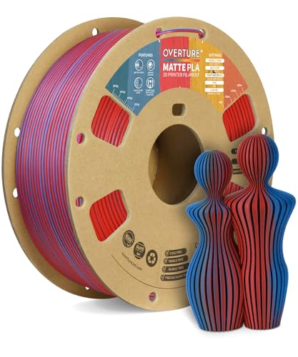 OVERTURE Matte PLA Filamento 1.75mm, Matte PLA Roll 1kg Bobina(2.2lbs), Precisione Dimensionale +/- 0.03 mm, per Stampante 3D (Matte Blue-Red) von OVERTURE