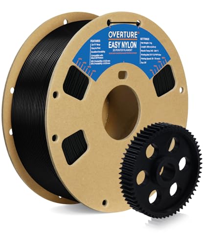 OVERTURE Nylon Filament 1.75mm 3D Printer Filament, Polyamide (PA) 1kg Spool (2.2lbs), Dimensional Accuracy +/- 0.03 mm, Fit Most FDM Printer (Schwarz) von OVERTURE