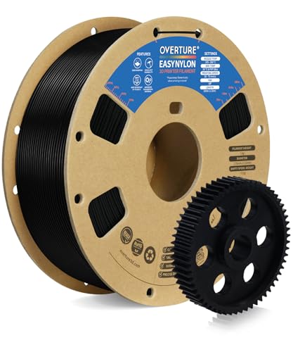 OVERTURE Nylon Filament 1.75mm 3D Printer Filament, Polyamide (PA) 1kg Spool (2.2lbs), Dimensional Accuracy +/- 0.03 mm, Fit Most FDM Printer (Schwarz) von OVERTURE