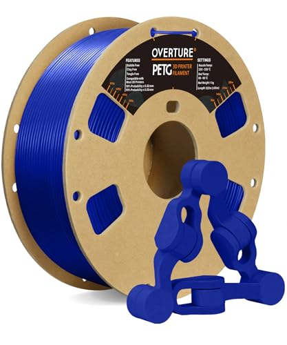 OVERTURE PETG Filament 1,75 mm, 1 kg (2,2 lbs) Spule, Maßgenauigkeit +/- 0,05 mm (Blau) von OVERTURE