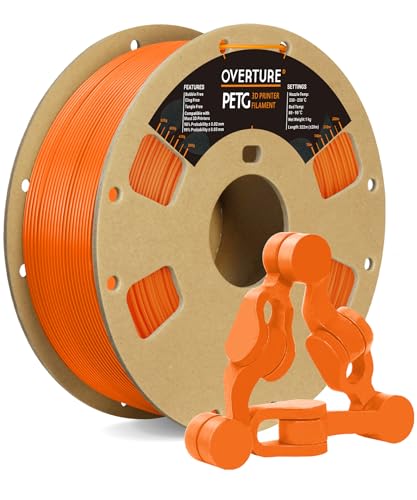 OVERTURE PETG Filament 1,75 mm, 1 kg (2,2 lbs) Spule, Maßgenauigkeit +/- 0,05 mm (Orange) von OVERTURE
