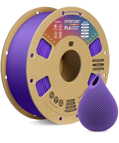 OVERTURE PLA Filament 1,75 mm Aufgerüstet, 1kg Filament (2,2 lbs), Maßgenauigkeit +/- 0.02mm, für 3D-Drucker (Lila) von OVERTURE