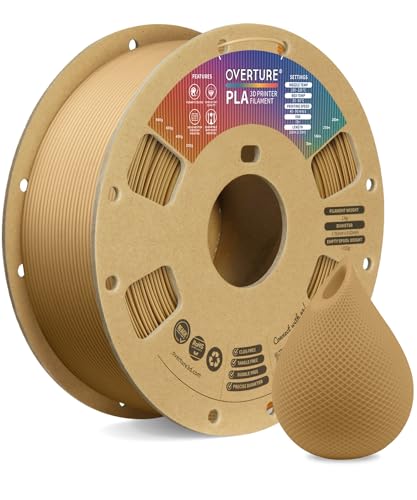 OVERTURE PLA Filament 1,75 mm Verbrauch, 1 kg Filament (2,2 lbs), Maßgenauigkeit 99% Wahrscheinlichkeit +/- 0,03 mm, für 3D-Drucker (Braun) von OVERTURE