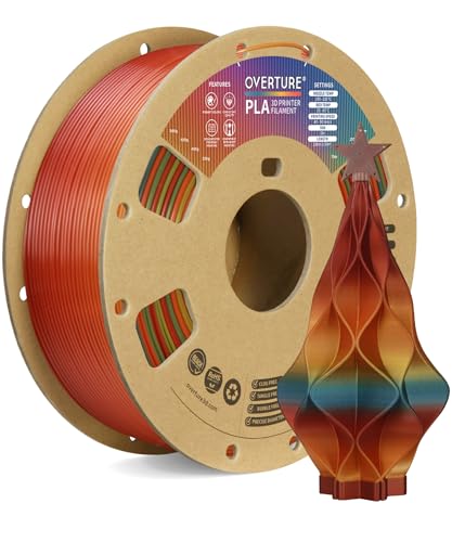 OVERTURE PLA Filament 1,75 mm Aufgerüstet, 1kg Filament (2,2 lbs), Maßgenauigkeit +/- 0.02mm, für 3D-Drucker (Radiant Regenbogen) von OVERTURE