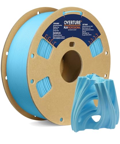 OVERTURE PLA Plus (PLA+) PLA-Filament 1,75 mm, professionelle PLA-Festigkeit, 1 kg Filament (2,2 lbs), Maßgenauigkeit 99% Wahrscheinlichkeit +/- 0,03 mm, für 3D-Drucker (Blau) von OVERTURE