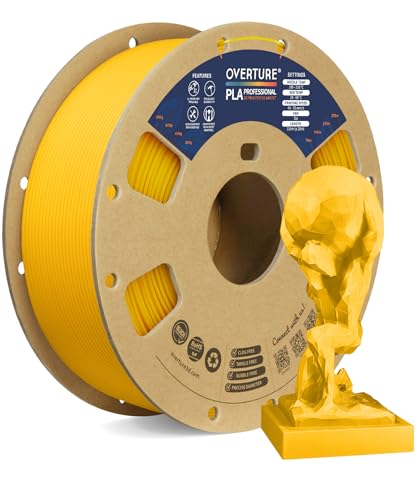 OVERTURE PLA Plus (PLA+) PLA-Filament 1,75 mm, professionelle PLA-Festigkeit, 1kg Filament (2,2 lbs), Maßgenauigkeit +/- 0,02 mm, für 3D-Drucker (Gelb) von OVERTURE