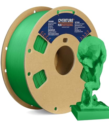 OVERTURE PLA Plus (PLA+) PLA-Filament 1,75 mm, professionelle PLA-Festigkeit, 1 kg Filament (2,2 lbs), Maßgenauigkeit 99% Wahrscheinlichkeit +/- 0,03 mm, für 3D-Drucker (Grün) von OVERTURE