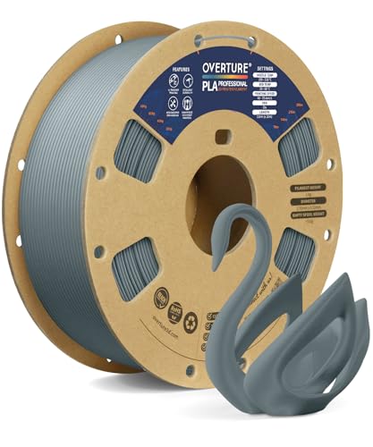 OVERTURE PLA Plus (PLA+) PLA-Filament 1,75 mm, professionelle PLA-Festigkeit, 1kg Filament (2,2 lbs), Maßgenauigkeit +/- 0,02 mm, für 3D-Drucker (Hellgrau) von OVERTURE