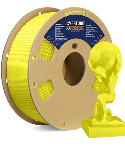 OVERTURE PLA Plus (PLA+) PLA-Filament 1,75 mm, professionelle PLA-Festigkeit, 1 kg Filament (2,2 lbs), Maßgenauigkeit 99% Wahrscheinlichkeit +/- 0,03 mm, für 3D-Drucker (Highlight Yellow) von OVERTURE