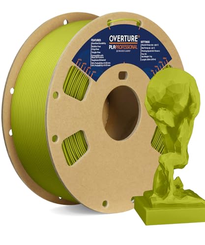 OVERTURE PLA Plus (PLA+) PLA-Filament 1,75 mm, professionelle PLA-Festigkeit, 1 kg Filament (2,2 lbs), Maßgenauigkeit 99% Wahrscheinlichkeit +/- 0,03 mm, für 3D-Drucker (Olivgrün) von OVERTURE