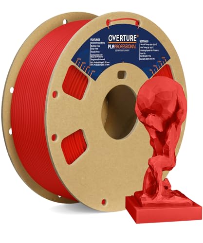 OVERTURE PLA Plus (PLA+) PLA-Filament 1,75 mm, professionelle PLA-Festigkeit, 1 kg Filament (2,2 lbs), Maßgenauigkeit 99% Wahrscheinlichkeit +/- 0,03 mm, für 3D-Drucker (Rot) von OVERTURE