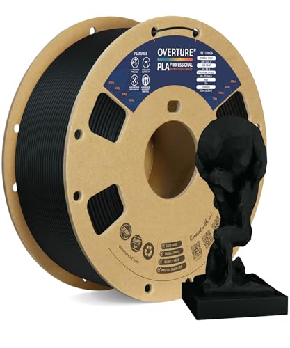 OVERTURE PLA Plus (PLA+) PLA-Filament 1,75 mm, professionelle PLA-Festigkeit, 1kg Filament (2,2 lbs), Maßgenauigkeit +/- 0,02 mm für 3D-Drucker (Schwarz) von OVERTURE