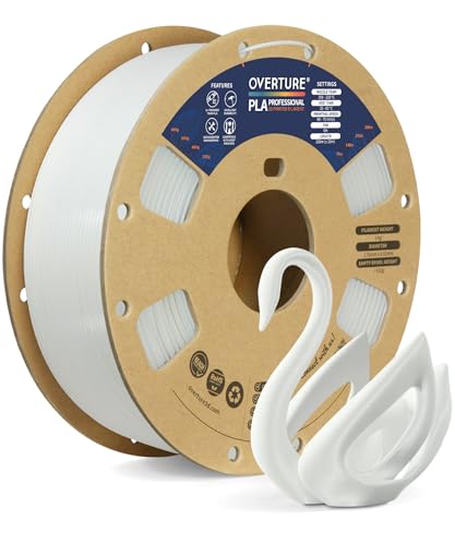 OVERTURE PLA Plus (PLA+) PLA-Filament 1,75 mm, professionelle PLA-Festigkeit, 1kg Filament (2,2 lbs), Maßgenauigkeit +/- 0,02 mm, für 3D-Drucker (Weiß) von OVERTURE