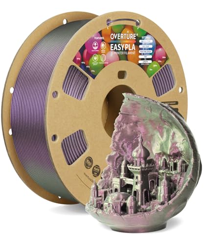 OVERTURE Easy PLA 1.75 mm 3D Druckerfilament, 1kg (2.2 lbs), Verstärkt Zähigkeit PLA, Maßgenauigkeit +/- 0,02 mm für die meisten FDM-Drucker (Shimmer Violett) von OVERTURE