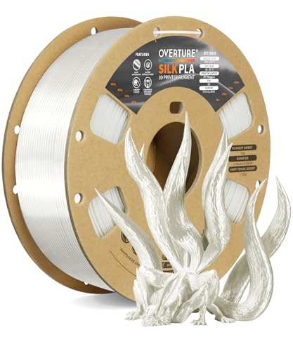 OVERTURE Silk PLA Filament 1.75mm, 1kg 3D Drucker Filament Seide PLA, Maßgenauigkeit +/- 0.03 mm(Seide Weiß) von OVERTURE