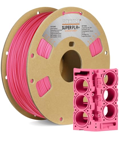 OVERTURE Super PLA+ Filament 1.75mm, 1kg Spule (2.2lbs), Maßgenauigkeit +/- 0.03 mm, für 3D Drucker (Pink) von OVERTURE