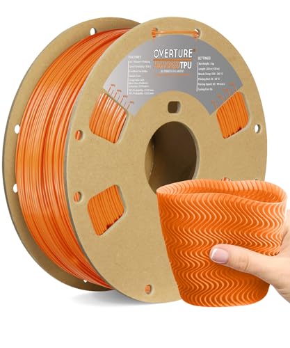 OVERTURE TPU Filament 1,75 mm, 1 kg (2,2 lbs) Spule, Maßgenauigkeit +/- 0,05 mm (HS Orange) von OVERTURE