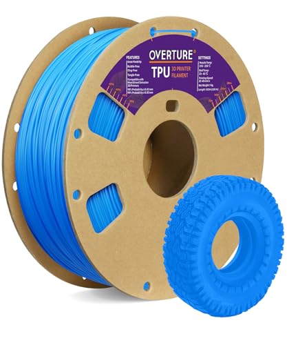 OVERTURE TPU Filament 1,75 mm Flexible TPU Rolle Weiches 3D-Drucker-Filament, 95A 1kg Spule (2,2 lbs), Maßgenauigkeit +/- 0,03 mm, 1 Packung (Digitalblau) von OVERTURE