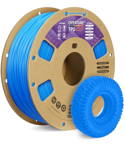 OVERTURE TPU Filament 1.75 mm, Flexible TPU Rolle Weiches 3D-Drucker Filament, 95A 1kg Spule (2.2 lbs), Maßgenauigkeit +/- 0,02 mm (Digitalblau) von OVERTURE