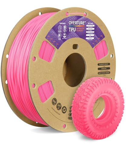 OVERTURE TPU Filament 1.75 mm, Flexible TPU Rolle Weiches 3D-Drucker Filament, 95A 1kg Spule (2.2 lbs), Maßgenauigkeit +/- 0,02 mm (Knallrosa) von OVERTURE