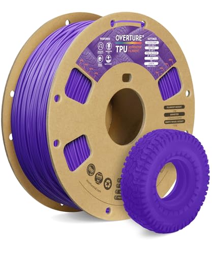 OVERTURE TPU Filament 1,75 mm Flexible TPU Rolle Weiches 3D-Drucker-Filament, 95A 1kg Spule (2,2 lbs), Maßgenauigkeit +/- 0,03 mm, 1 Packung (Lila) von OVERTURE