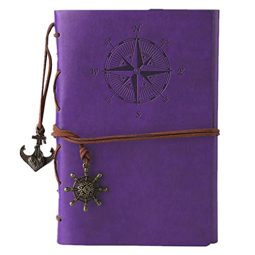 Notizbuch aus Leder, Classic Spiral Bound Notebook Nachfüllbares Tagebuch Skizzenbuch Geschenke mit ungefütterten Reisetagebüchern zum Schreiben für Mädchen und Jungen (Lila) von OVIFM