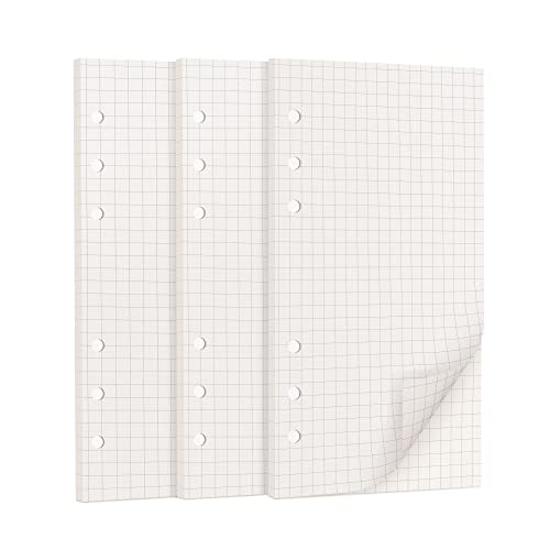 135 Blätter A6 Papier Kariert, 6 Löcher A6 Refill Nachfülleinlagen Loose Notizpapier A6 Refill Paper für 6 Ring Binder Notizbuch, Tagbuch, Skizze von OVISEEN