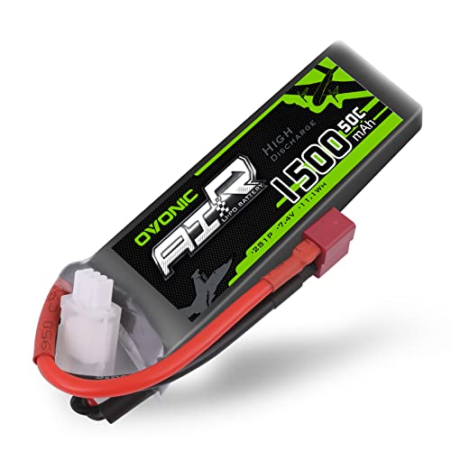 OVONIC 2S Lipo Akku 7,4V 1500mAh 50C mit Deans T Stecker Zellen für FPV UAV RC Flugzeug Auto Evader BX Quadcopter Hubschrauber LKW Boot von OVONIC