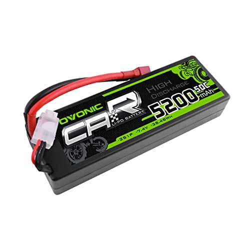 OVONIC 2s Lipo Akku 5200mAh 50C 7.4V mit Dean Style T Stecker für RC Auto Boot LKW Buggy Associated Team DIY Hobby von OVONIC