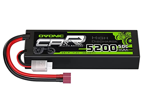 OVONIC 2s Lipo Akku 7,4V 5200mAh 50C mit Dean Style T Stecker für RC Auto Boot LKW Buggy Associate Team Hobby von OVONIC