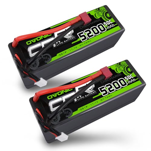 OVONIC 3S Lipo Akku 11.1V 5200mAh 50C mit Deans Stecker Hardcase für FPV RC Flugzeug Auto Evader BX Quadcopter Hubschrauber LKW Boot (2Stück) von OVONIC