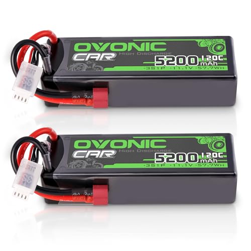 OVONIC 3s Lipo Akku 11.1V 5200mAh 120C mit Deans T Stecker Lipo Batterie für RC Auto Truck Truggy Quadcopter Hubschrauber LKW Boot Flugzeug(2PCS) von OVONIC