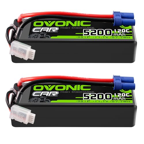 OVONIC 3s Lipo Akku 11.1V 5200mAh 120C mit EC5 Stecker Lipo Batterie für RC Auto Truck Truggy Quadcopter Hubschrauber LKW Boot Flugzeug(2PCS) von OVONIC