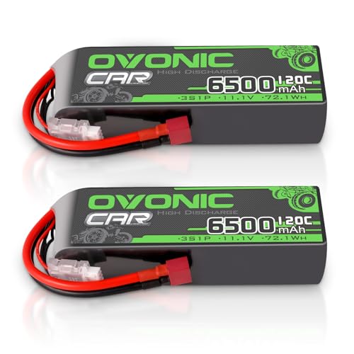 OVONIC 3s Lipo Akku 11.1V 6500mAh 120C mit Deans T Stecker Lipo Batterie für RC Auto Truck Truggy Quadcopter Hubschrauber LKW Boot Flugzeug(2PCS) von OVONIC