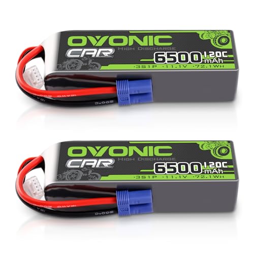 OVONIC 3s Lipo Akku 11.1V 6500mAh 120C mit EC5 Stecker Lipo Batterie für RC Auto Truck Truggy Quadcopter Hubschrauber LKW Boot Flugzeug(2PCS) von OVONIC