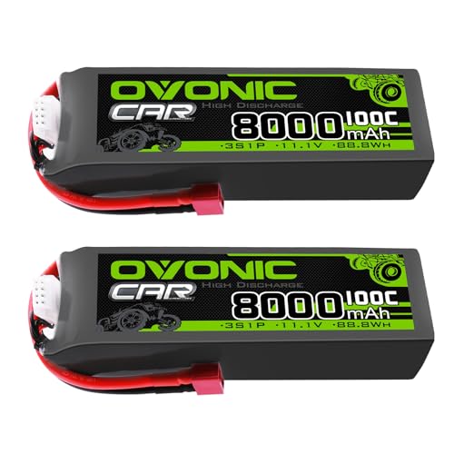OVONIC 3s Lipo Akku 11.1V 8000mAh 100C mit Deans T Stecker für Auto FPV UAV RC Boot Flugzeug Helikopter Multirotor (2 Stück) von OVONIC